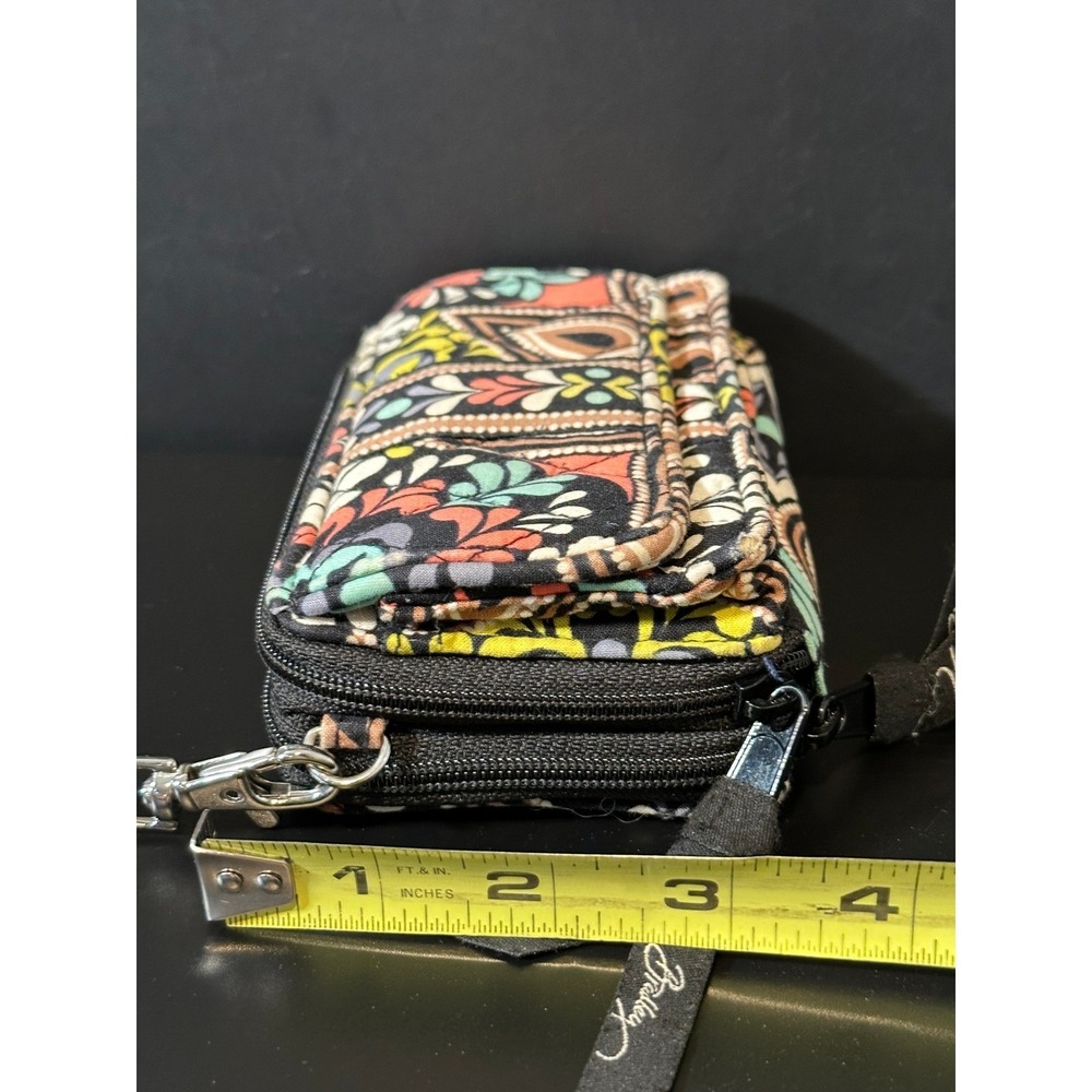 Vera Bradley All In One Crossbody Wallet Provencal Paisley Quilted‎ Cotton Black - Picture 4 of 7